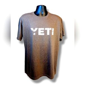 EUC YETI Signature Logo T-Shirt Size Large Brown Short Sleeve Crew Neck Tee